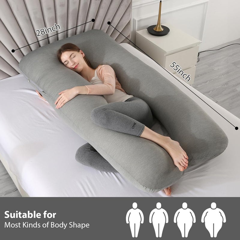 Amagoing Pregnancy Pillows with Cooling Cover, U-Shape Full Body Pillow for Sleeping, Support for Back, Legs, Belly, HIPS for Pregnant Women, Maternity Pillow for Adults, Dark Grey Cooling - Image 3